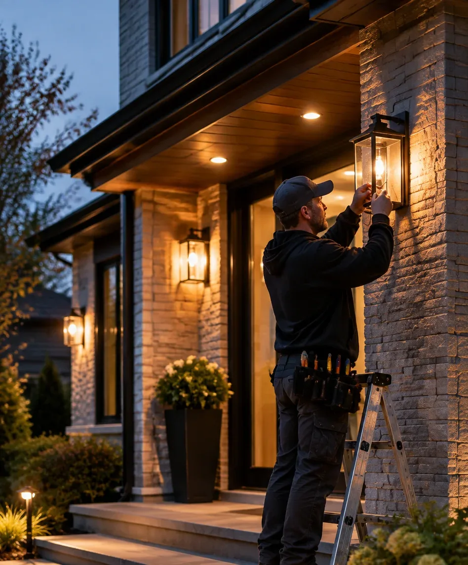 Outdoor lighting installation in Stoney Creek property