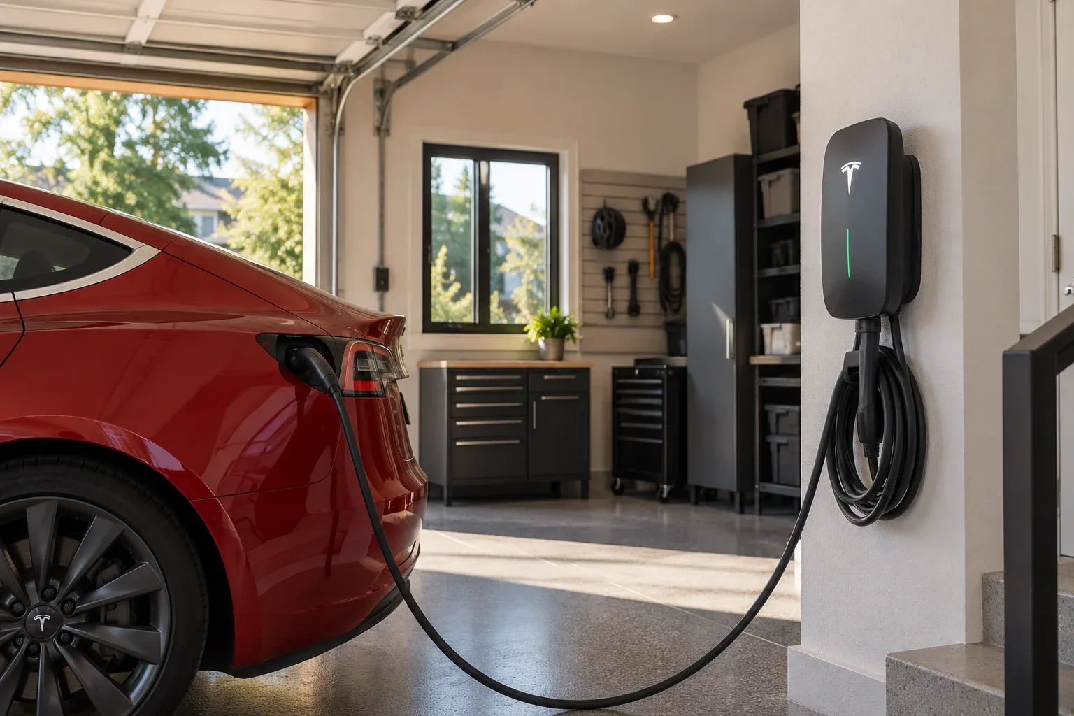 Home EV charger installation in Stoney Creek garage